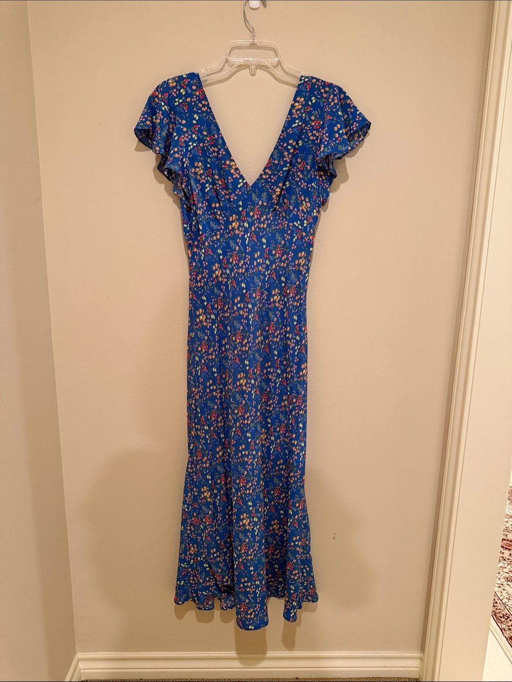 Rails Blue Floral V-Neck Midi Dress